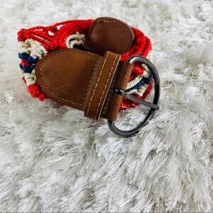 Red White Blue Knotted Rope Belt Small 39" total